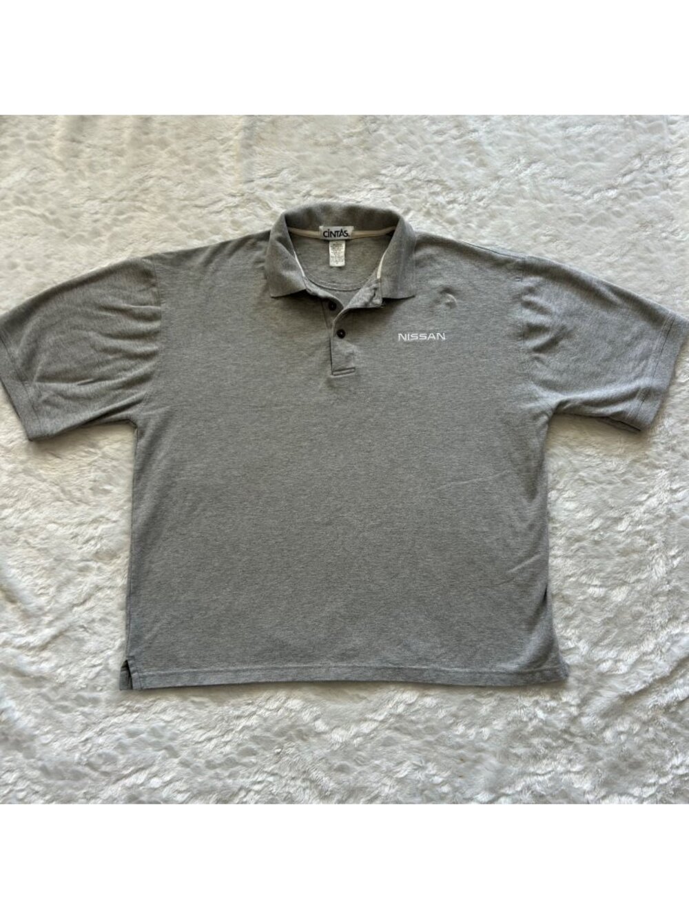 Men's Heather Gray Retro NISSAN Polo Shirt Employee Workwear Work - XL